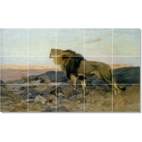 Ceramic Tile Mural-Wilhelm Kuhnert Animals Painting 66. 21.25" w x 12.75" h using (15) 4.25 x 4.25 ceramic tiles
