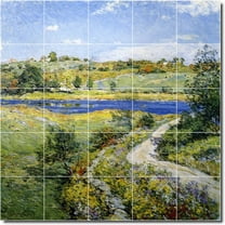 Ceramic Tile Mural-Willard Metcalf Country Painting 372. 21.25" w x 21.25" h using (25) 4.25 x 4.25 ceramic tiles