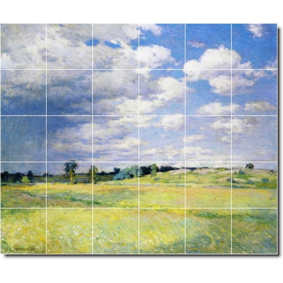 Ceramic Tile Mural-Willard Metcalf Country Painting 373. 36" w x 30" h using (30) 6 x 6 ceramic tiles