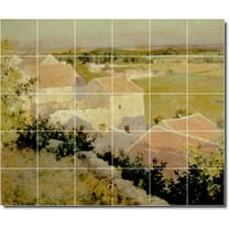 Ceramic Tile Mural-Willard Metcalf Country Painting 375. 25.5" w x 21.25" h using (30) 4.25 x 4.25 ceramic tiles
