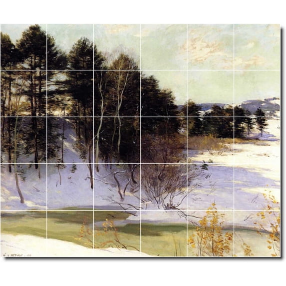 Ceramic Tile Mural-Willard Metcalf Landscapes Painting 594. 48" w x 40" h using (30) 8 x 8 ceramic tiles