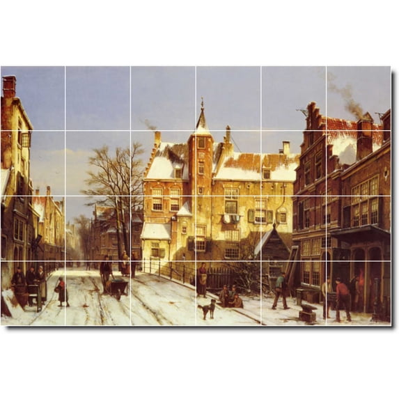 Ceramic Tile Mural-Willem Koekkoek Village Painting 118. 36" w x 24" h using (24) 6 x 6 ceramic tiles