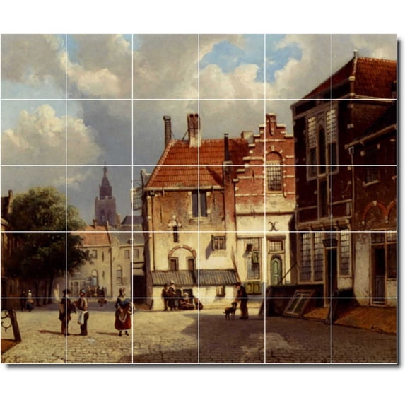 Ceramic Tile Mural-Willem Koekkoek Village Painting 128. 36" w x 30" h using (30) 6 x 6 ceramic tiles