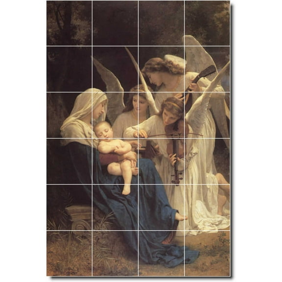 Ceramic Tile Mural-William Bouguereau Angels 5. 24" w x 36" h using (24) 6 x 6 ceramic tiles