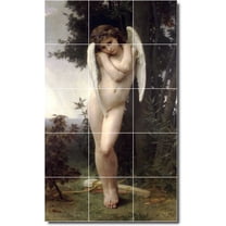Ceramic Tile Mural-William Bouguereau Angels Bathroom Tile Mural 1. 12.75" w x 21.25" h using (15) 4.25 x 4.25 ceramic tiles