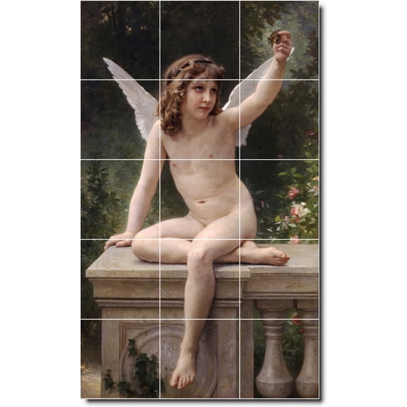 Ceramic Tile Mural-William Bouguereau Angels Kitchen Tile Mural 11. 36" w x 60" h using (15) 12 x 12 ceramic tiles