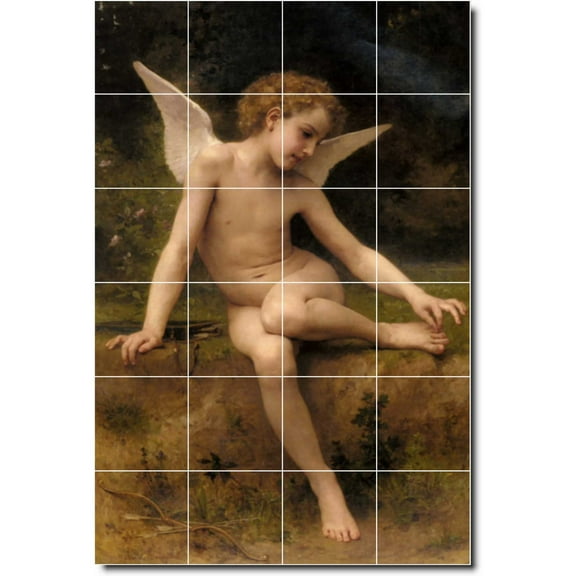Ceramic Tile Mural-William Bouguereau Angels Kitchen Tile Mural 9. 24" w x 36" h using (24) 6 x 6 ceramic tiles