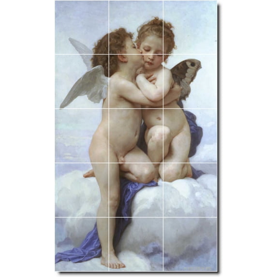 Ceramic Tile Mural-William Bouguereau Angels Painting 52. 18" w x 30" h using (15) 6 x 6 ceramic tiles