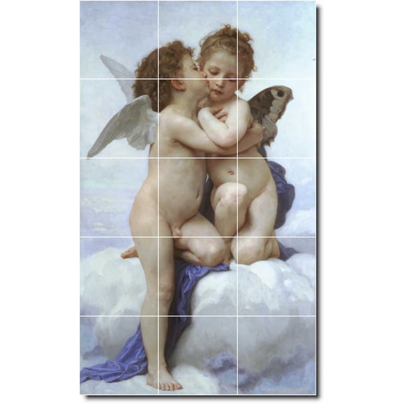 Ceramic Tile Mural-William Bouguereau Angels Painting 52. 18" w x 30" h using (15) 6 x 6 ceramic tiles