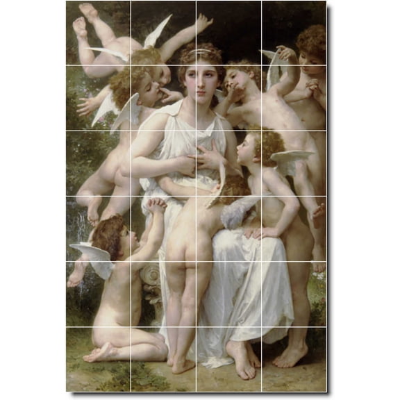 Ceramic Tile Mural-William Bouguereau Angels Painting 59. 32" w x 48" h using (24) 8 x 8 ceramic tiles