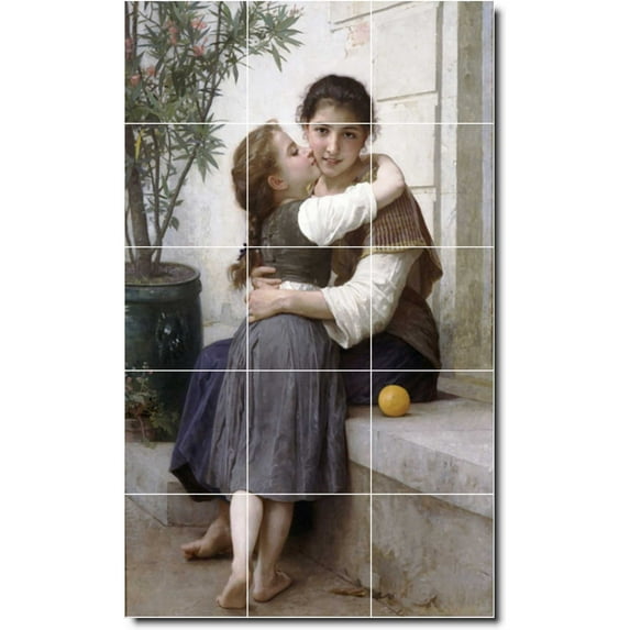 Ceramic Tile Mural-William Bouguereau Children Painting 47. 18" w x 30" h using (15) 6 x 6 ceramic tiles