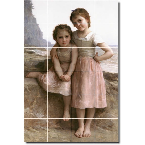 Ceramic Tile Mural-William Bouguereau Children Painting 55. 32" w x 48" h using (24) 8 x 8 ceramic tiles