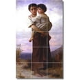 thumbnail image 1 of Ceramic Tile Mural-William Bouguereau Mother Child Painting 57. 12.75" w x 21.25" h using (15) 4.25 x 4.25 ceramic tiles, 1 of 3