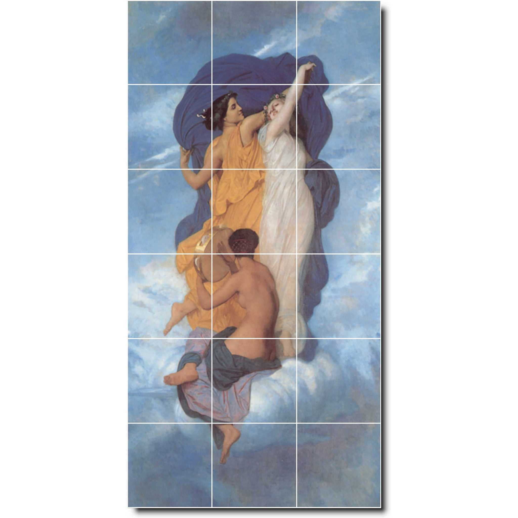Ceramic Tile Mural-William Bouguereau Mythology Bathroom Tile Mural 3. 36" w x 72" h using (18) 12 x 12 ceramic tiles