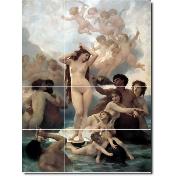 Ceramic Tile Mural-William Bouguereau Mythology Painting 183. 12.75" w x 17" h using (12) 4.25 x 4.25 ceramic tiles