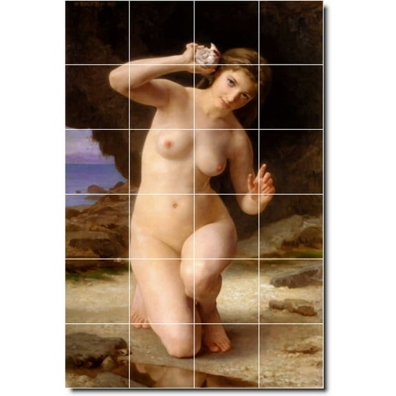Ceramic Tile Mural-William Bouguereau Nudes 26. 17" w x 25.5" h using (24) 4.25 x 4.25 ceramic tiles