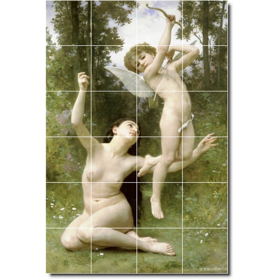 Ceramic Tile Mural-William Bouguereau Nudes Painting 245. 32" w x 48" h using (24) 8 x 8 ceramic tiles