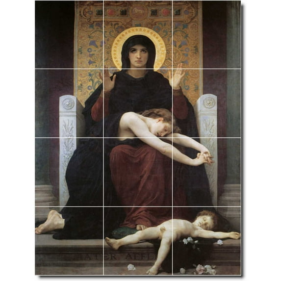 Ceramic Tile Mural-William Bouguereau Religious Shower Tile Mural 19. 36" w x 48" h using (12) 12 x 12 ceramic tiles