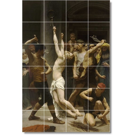 Ceramic Tile Mural-William Bouguereau Religious Wall Tile Mural 20. 32" w x 48" h using (24) 8 x 8 ceramic tiles