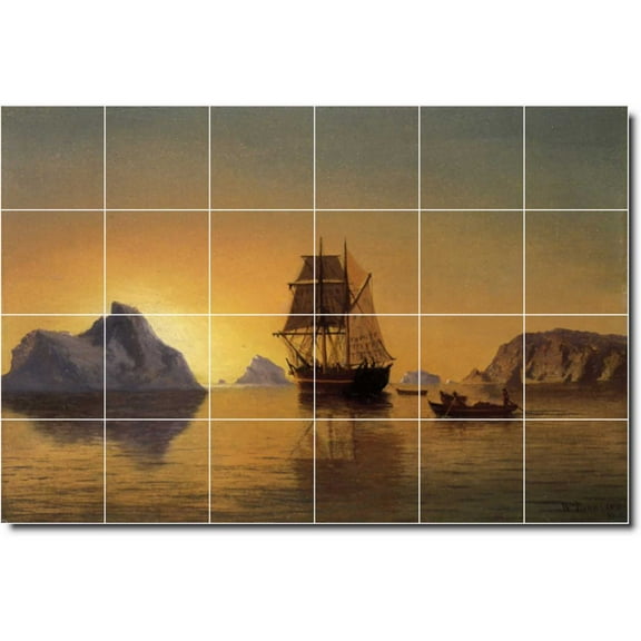Ceramic Tile Mural-William Bradford Ships Wall Tile Mural 13. 25.5" w x 17" h using (24) 4.25 x 4.25 ceramic tiles