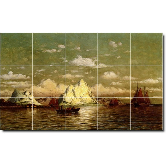 Ceramic Tile Mural-William Bradford Waterfront Painting 381. 21.25" w x 12.75" h using (15) 4.25 x 4.25 ceramic tiles