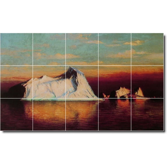 Ceramic Tile Mural-William Bradford Waterfront Painting 386. 21.25" w x 12.75" h using (15) 4.25 x 4.25 ceramic tiles