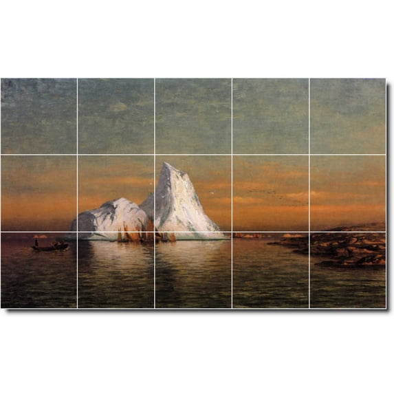 Ceramic Tile Mural-William Bradford Waterfront Painting 390. 21.25" w x 12.75" h using (15) 4.25 x 4.25 ceramic tiles