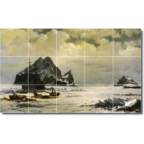 Ceramic Tile Mural-William Bradford Waterfront Painting 402. 40" w x 24" h using (15) 8 x 8 ceramic tiles