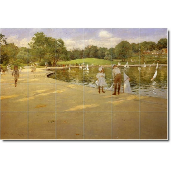 Ceramic Tile Mural-William Chase City Custom Tile Mural 17. 36" w x 24" h using (24) 6 x 6 ceramic tiles