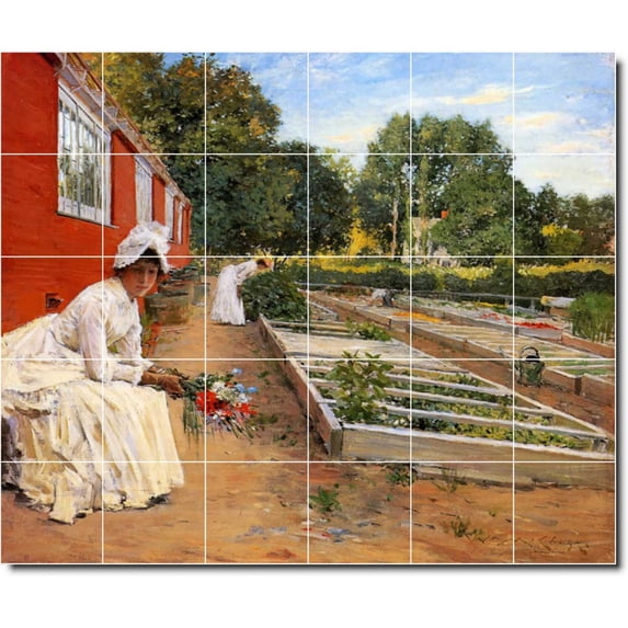 Ceramic Tile Mural-William Chase Country Painting 404. 48" w x 40" h using (30) 8 x 8 ceramic tiles