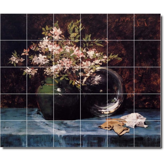 Ceramic Tile Mural-William Chase Flowers Backsplash Tile Mural 11. 48" w x 40" h using (30) 8 x 8 ceramic tiles