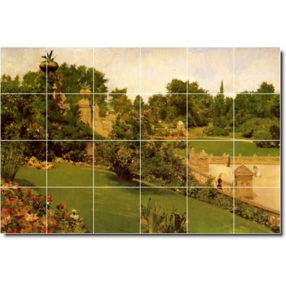 Ceramic Tile Mural-William Chase Village Painting 132. 72" w x 48" h using (24) 12 x 12 ceramic tiles