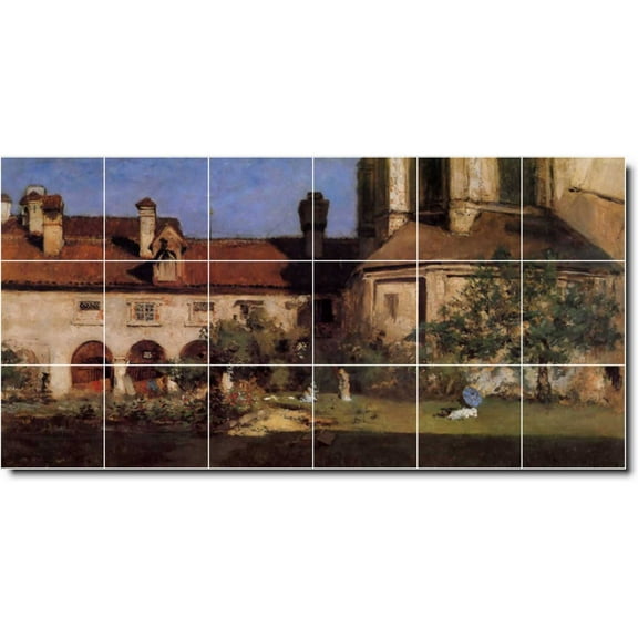 Ceramic Tile Mural-William Chase Village Painting 134. 25.5" w x 12.75" h using (18) 4.25 x 4.25 ceramic tiles