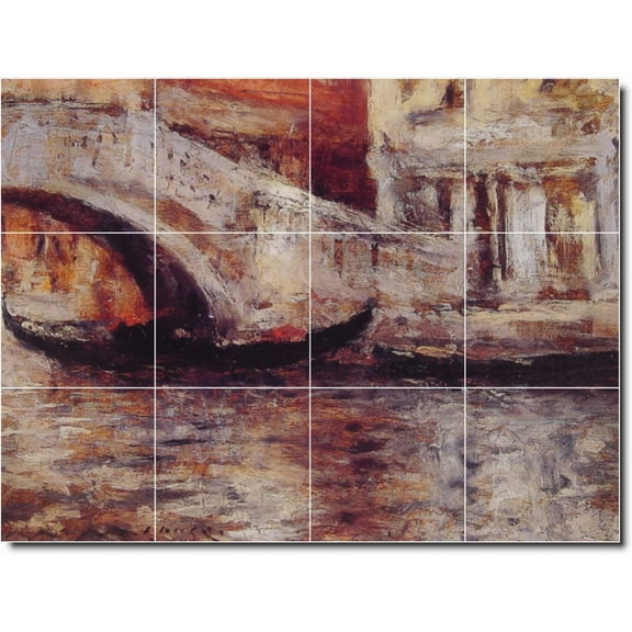 Ceramic Tile Mural-William Chase Waterfront Painting 415. 17" w x 12.75" h using (12) 4.25 x 4.25 ceramic tiles