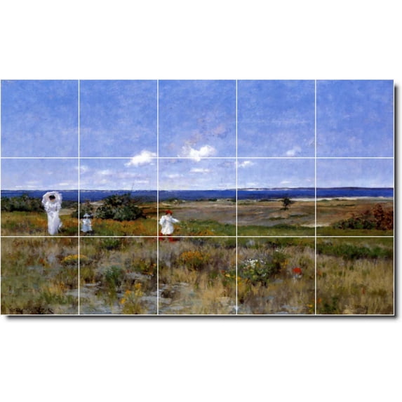 Ceramic Tile Mural-William Chase Waterfront Painting 421. 30" w x 18" h using (15) 6 x 6 ceramic tiles