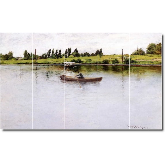 Ceramic Tile Mural-William Chase Waterfront Painting 422. 40" w x 24" h using (15) 8 x 8 ceramic tiles