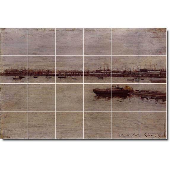 Ceramic Tile Mural-William Chase Waterfront Painting 424. 36" w x 24" h using (24) 6 x 6 ceramic tiles