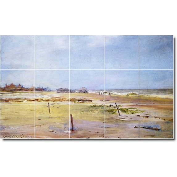 Ceramic Tile Mural-William Chase Waterfront Painting 429. 40" w x 24" h using (15) 8 x 8 ceramic tiles