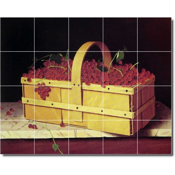 Ceramic Tile Mural-William Harnett Fruit Vegetables Bathroom Tile Mural 29. 30" w x 24" h using (20) 6 x 6 ceramic tiles