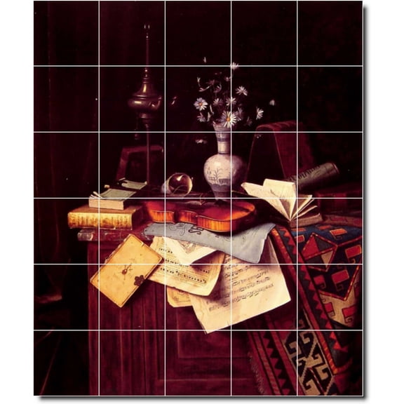 Ceramic Tile Mural-William Harnett Still Life 15. 30" w x 36" h using (30) 6 x 6 ceramic tiles