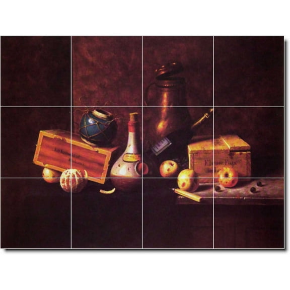 Ceramic Tile Mural-William Harnett Still Life Custom Tile Mural 22. 17" w x 12.75" h using (12) 4.25 x 4.25 ceramic tiles