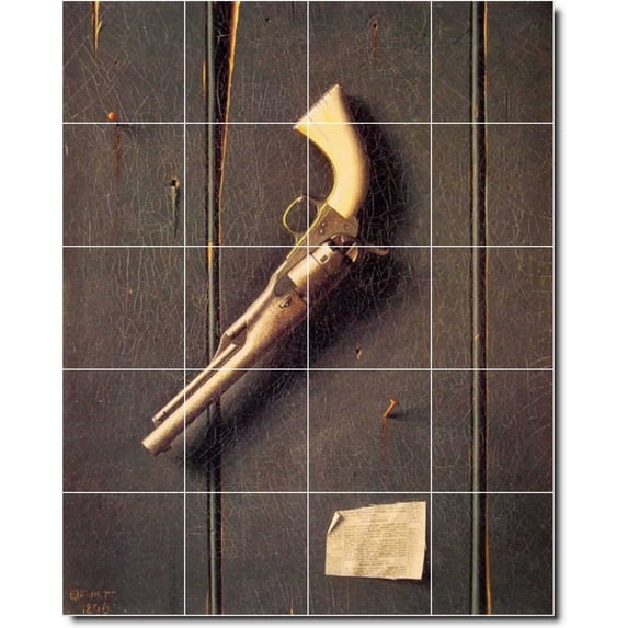 Ceramic Tile Mural-William Harnett Still Life Kitchen Tile Mural 4. 32" w x 40" h using (20) 8 x 8 ceramic tiles