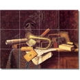 thumbnail image 1 of Ceramic Tile Mural-William Harnett Still Life Painting 60. 17" w x 12.75" h using (12) 4.25 x 4.25 ceramic tiles, 1 of 3