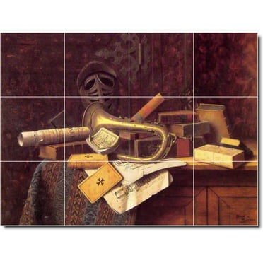 Ceramic Tile Mural-William Harnett Still Life Painting 60. 17" w x 12.75" h using (12) 4.25 x 4.25 ceramic tiles