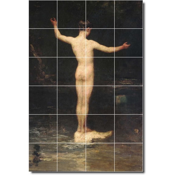 Ceramic Tile Mural-William Hunt Nudes 3. 17" w x 25.5" h using (24) 4.25 x 4.25 ceramic tiles