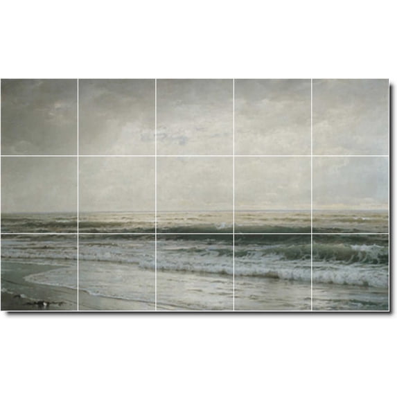 Ceramic Tile Mural-William Richards Waterfront Painting 441. 60" w x 36" h using (15) 12 x 12 ceramic tiles