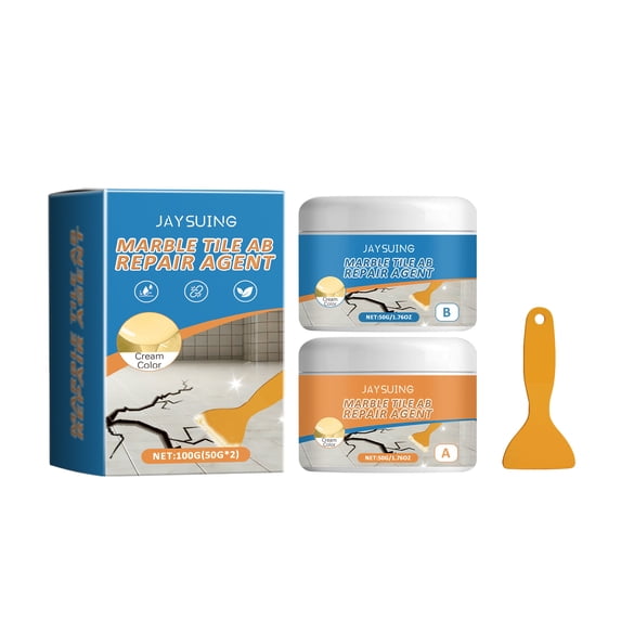 Ceramic Tile Repair Paste - High Viscosity Waterproof Tile Adhesive, Crack Filler & Chip Repair Kit for Floor and Wall Tiles, Toilet Tank Cover, 2-Part A+B with Scraper