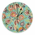 thumbnail image 1 of Ceramic Tiles Bohemian Floral Blue PVC Wall Clock Bedroom ration Wall Clock Modern Design Home re Wall Digital Clock, 1 of 3
