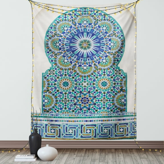 Ceramic Tiles with Eastern Pattern Moroccan Ornament Style Wall Hanging Tapestry