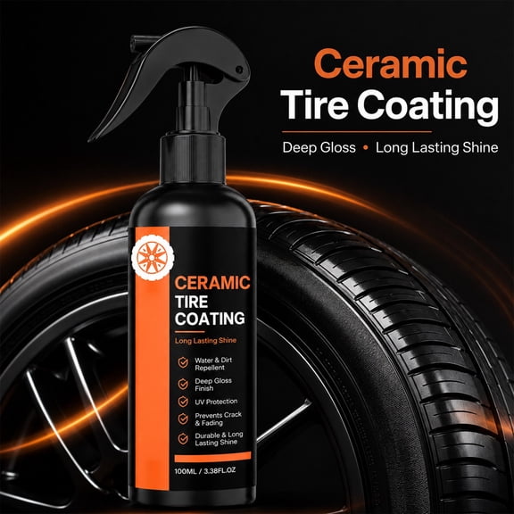 Ceramic Tire Coating Spray, Long Lasting Shine Protectant, Waterproof for Car Motorcycle Bike Tires Restoration Maintenance, 3.38 fl oz